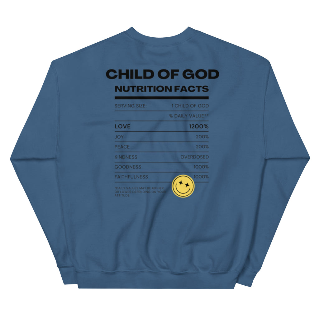 Child of God Nutrition Facts Unisex Sweatshirt