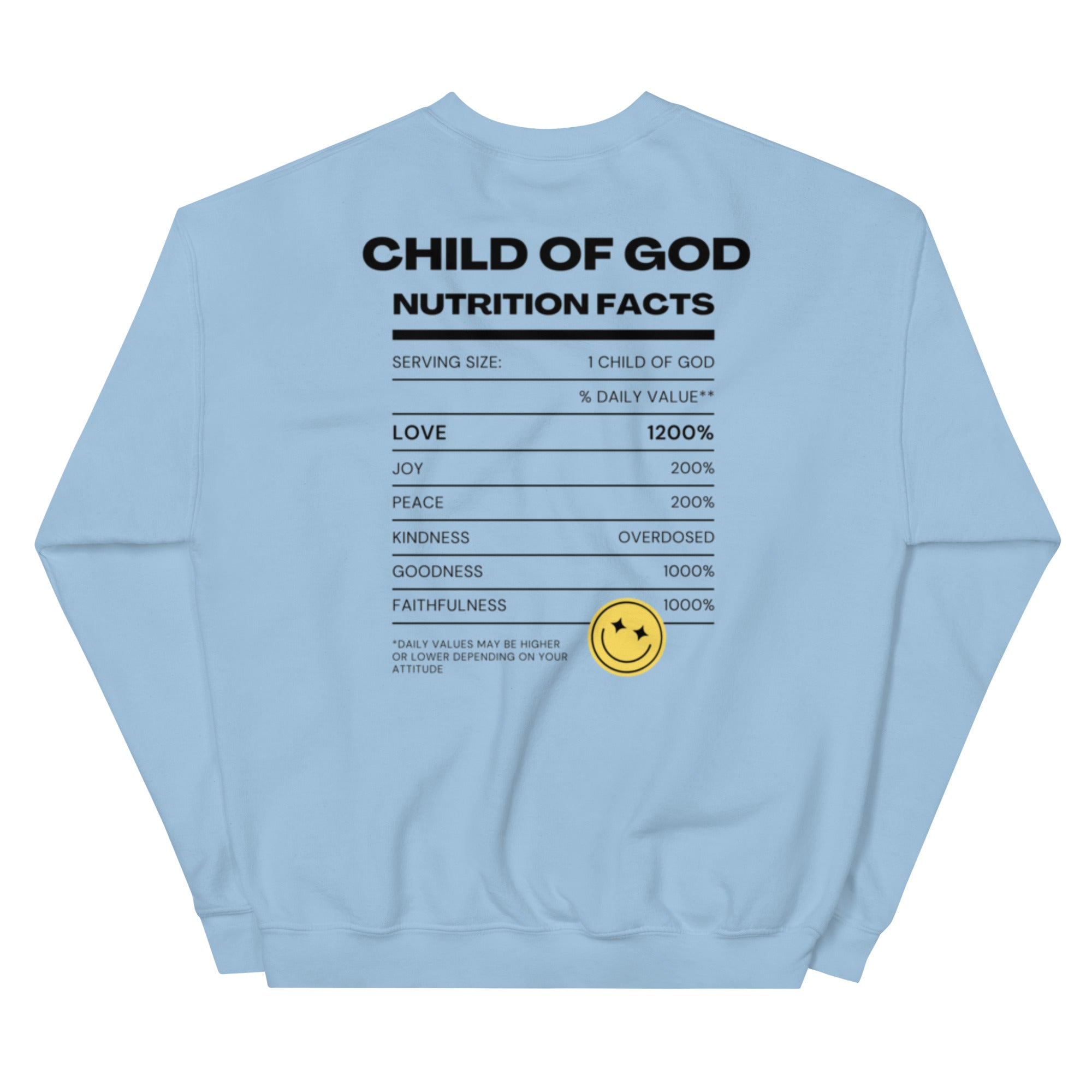 Child of God Nutrition Facts Unisex Sweatshirt