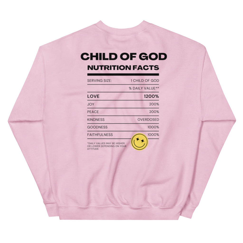 Child of God Nutrition Facts Unisex Sweatshirt