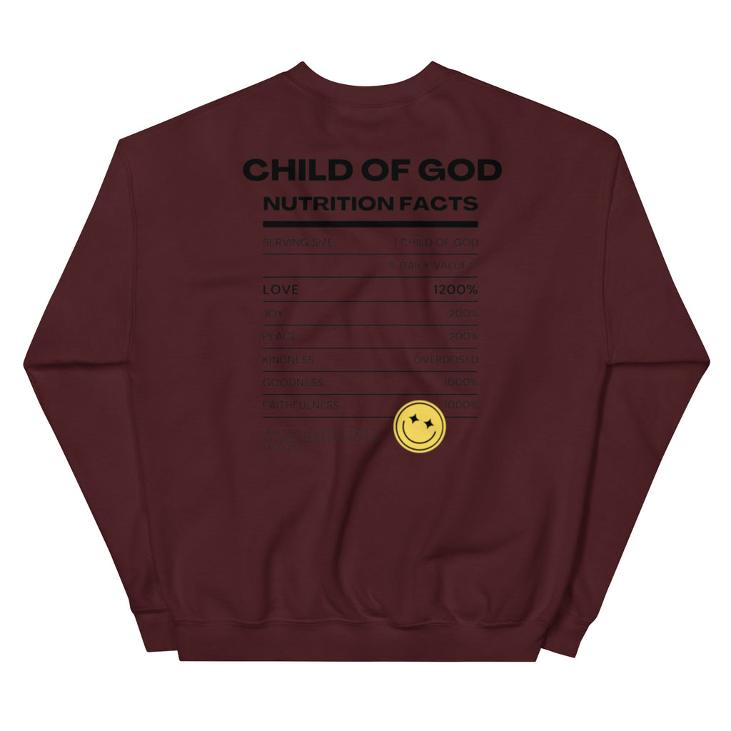 Child of God Nutrition Facts Unisex Sweatshirt