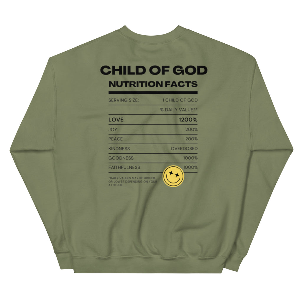 Child of God Nutrition Facts Unisex Sweatshirt