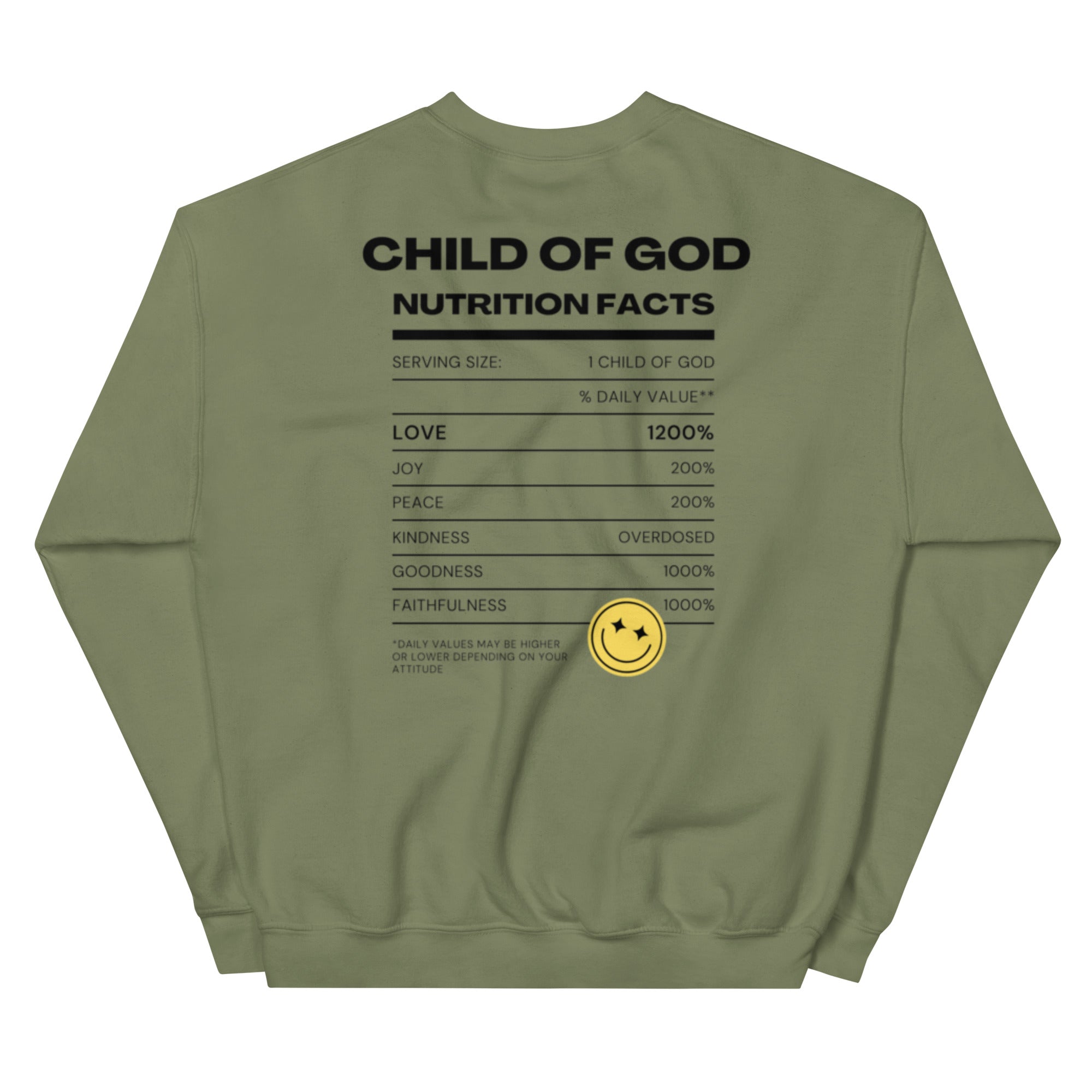 Child of God Nutrition Facts Unisex Sweatshirt