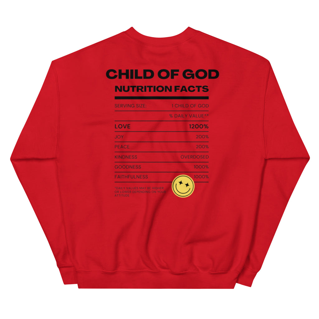 Child of God Nutrition Facts Unisex Sweatshirt