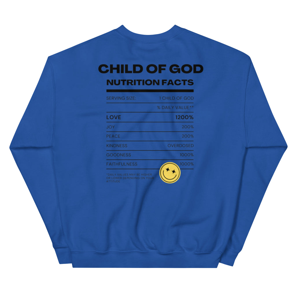 Child of God Nutrition Facts Unisex Sweatshirt