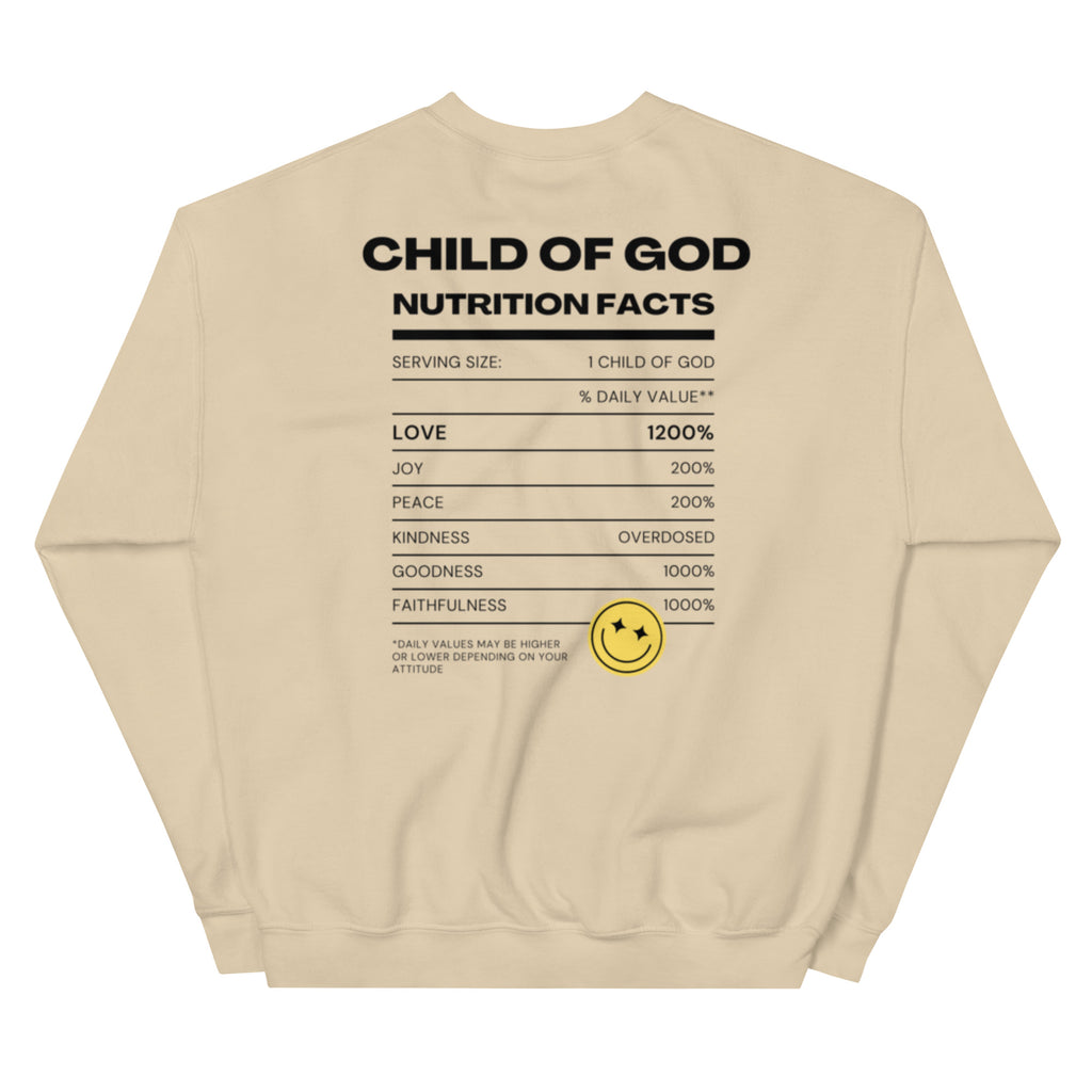 Child of God Nutrition Facts Unisex Sweatshirt