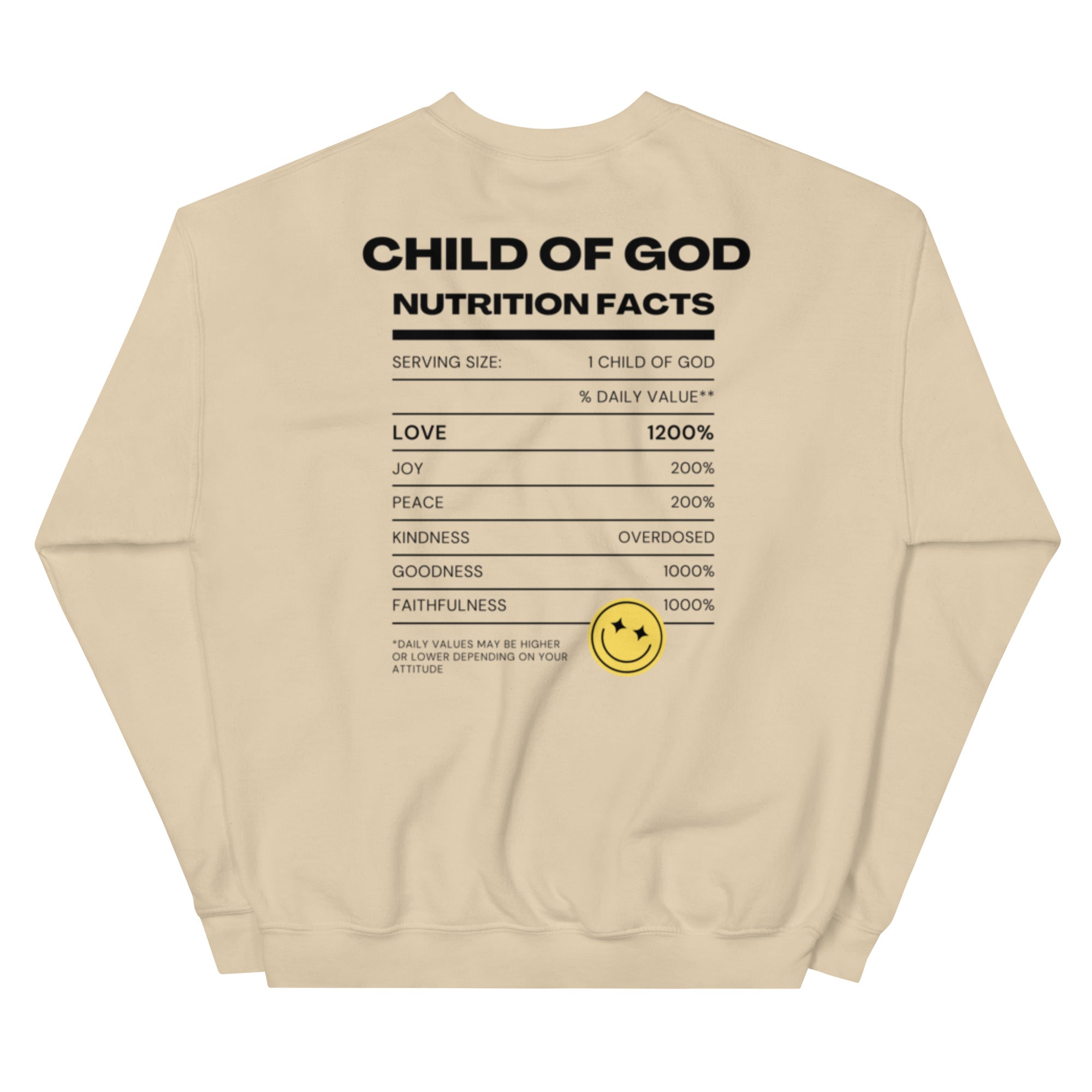 Child of God Nutrition Facts Unisex Sweatshirt