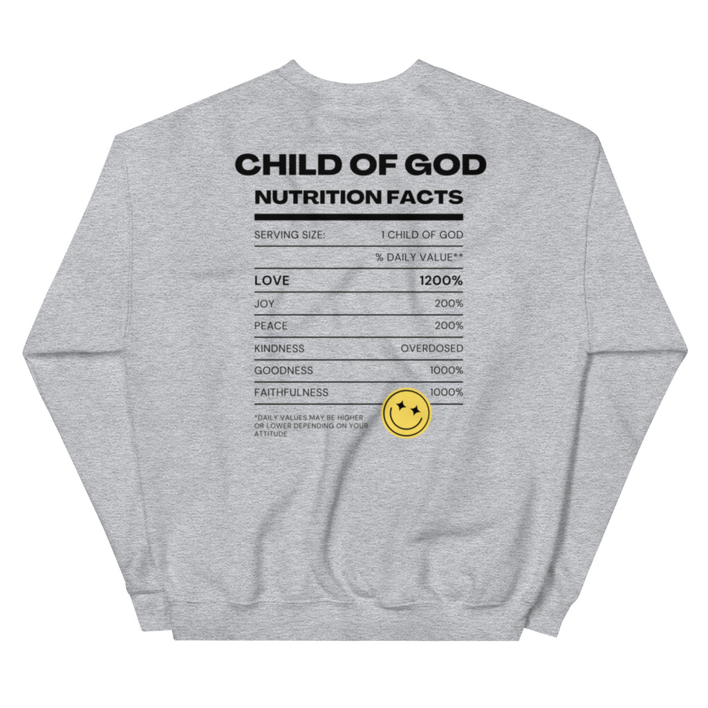 Child of God Nutrition Facts Unisex Sweatshirt