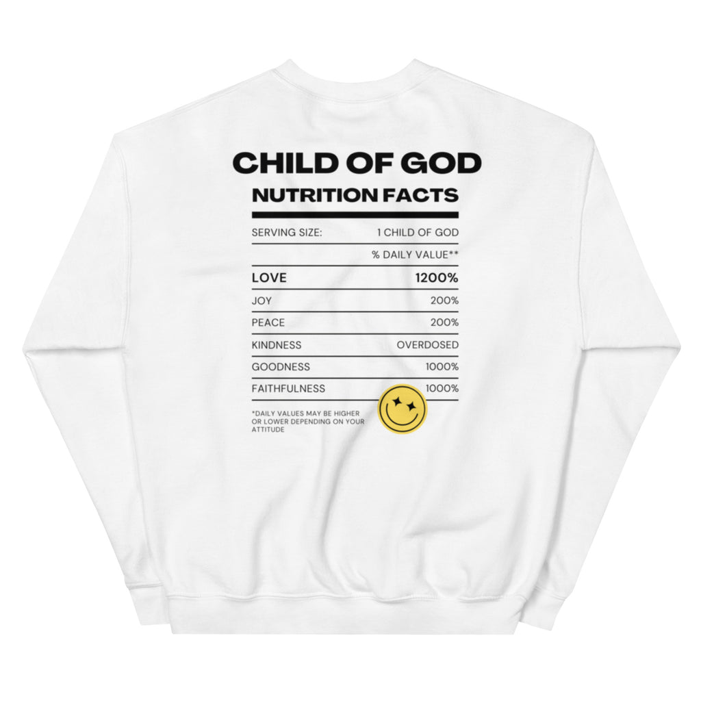Child of God Nutrition Facts Unisex Sweatshirt